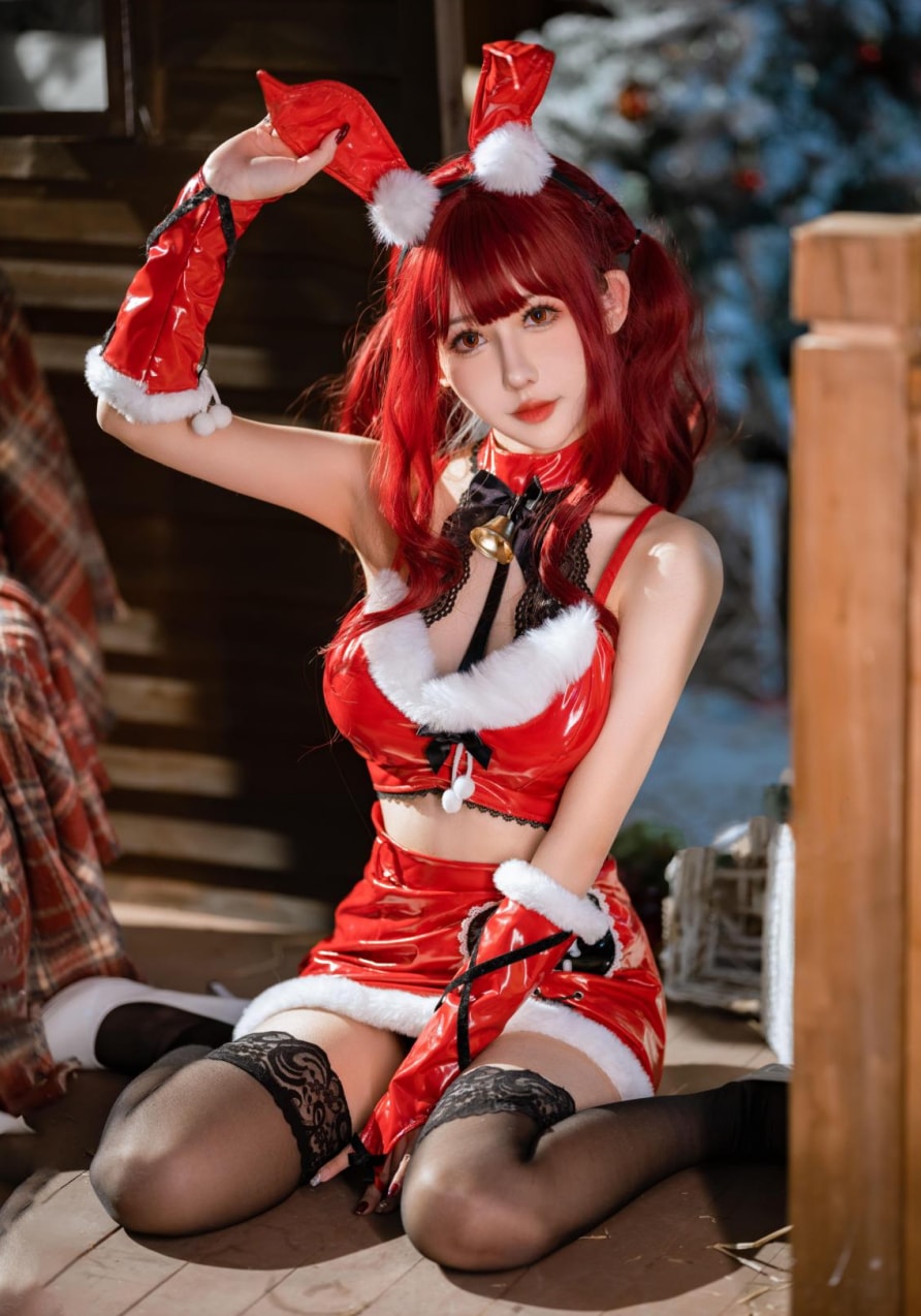 仙女月#红色圣诞兔非常漂亮