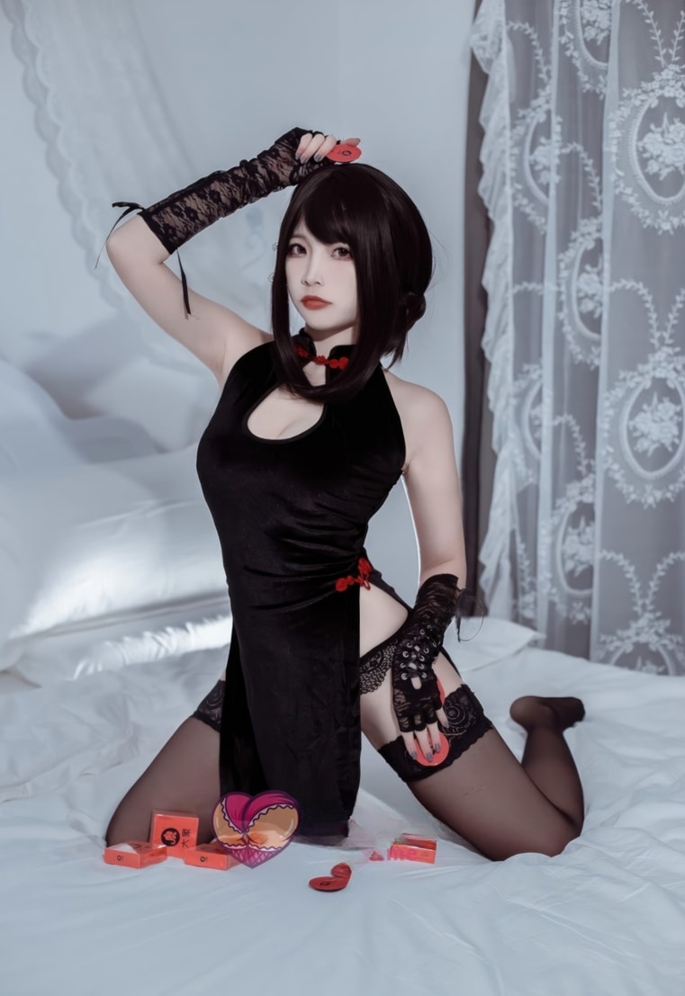 二佐Nisa –#私房 大象黑旗袍美丽的图片欣赏