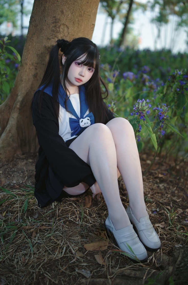 洛桑w伊梓 –#桑梓双马尾jk美丽的女生cos图片